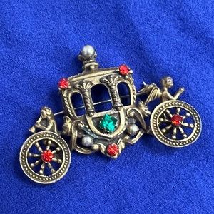 Vintage Coro coach pin, 1940's Coro brooch made from heavy cast metal